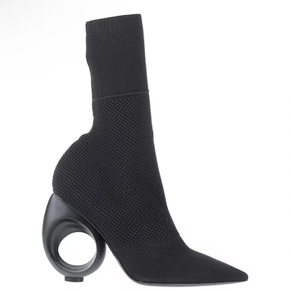 Burberry Stretch Knit Sock Bootie Pumps with Round Sculpted Heel, NWT, size 40